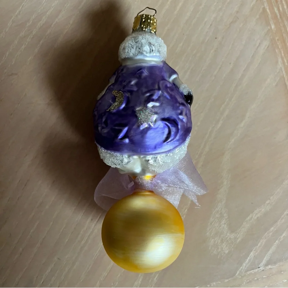 CHRISTBORN Vintage Dog in Purple Sweater Christmas Holiday Glass Ornament
